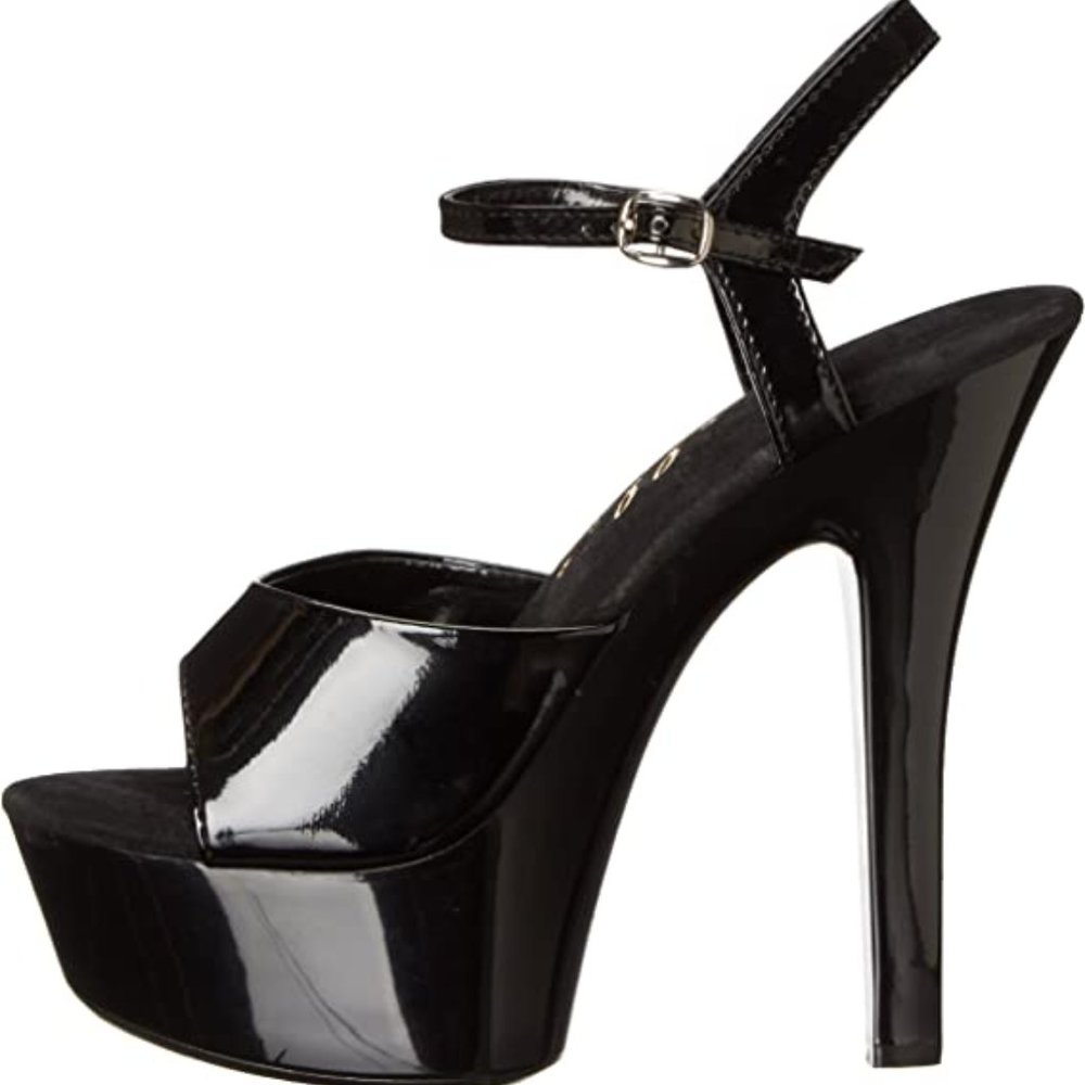 Ellie 601 Juliet 6" Black patent stiletto lapdance dancer heels shoes NWOT